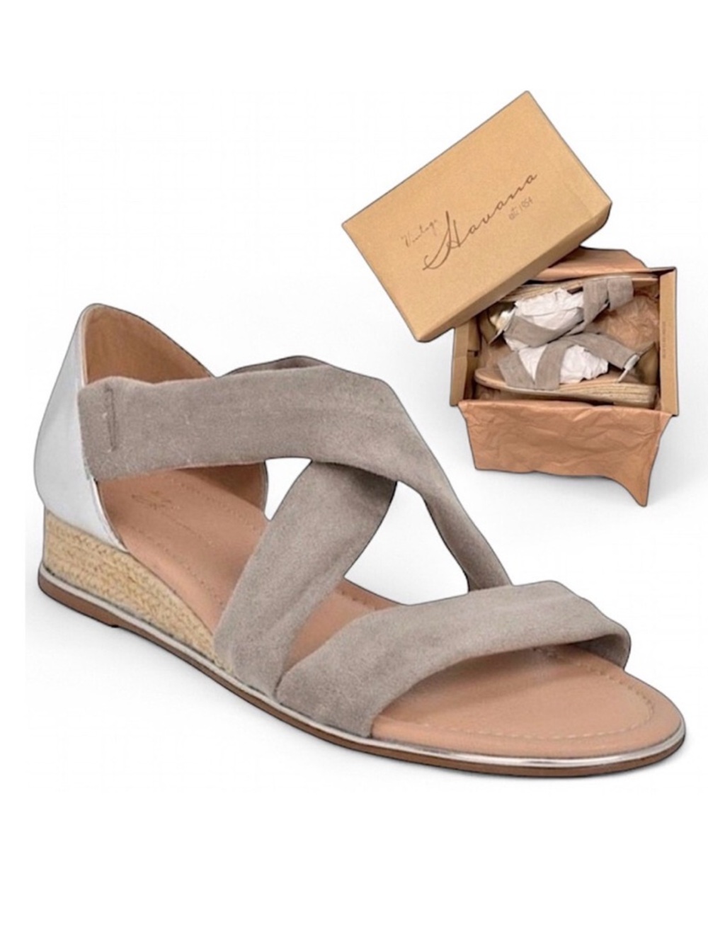 Vintage Havana Pia Light Gray Sandal 7.5 NWT